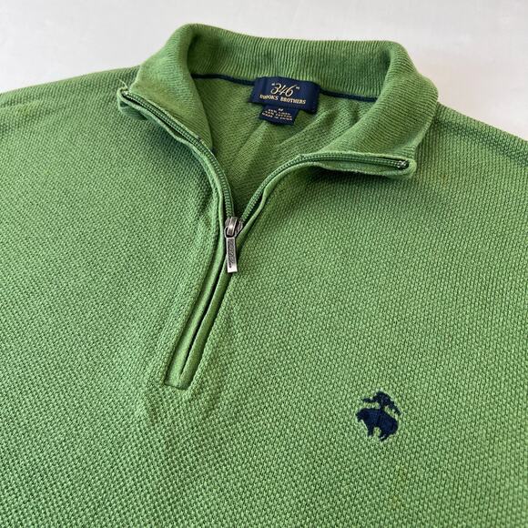 Brooks Brothers 346 Men’s Sz Medium Green Linen Blend Long Sleeve 1/4 Zip Shirt - Picture 3 of 6